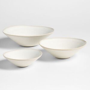 New! Crate&Barrel Stoneware Nesting Bowls Set